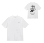 STUSSY × NIKE バックプリント T シャツ ホワイト ルーズフィット
